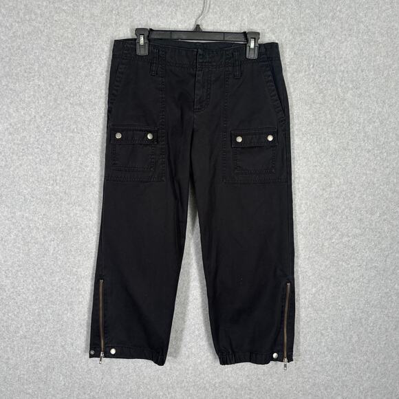 Y2K Gap Cargo Capri Pants 6 Ankle Zipper Snaps Utility Cotton 90s Hiking GORP - Picture 3 of 14